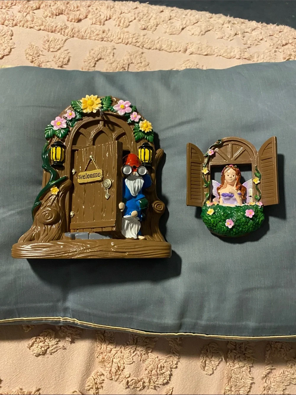 Whimsical Fairy Door and Window Wall Decor Set - Brown and Green